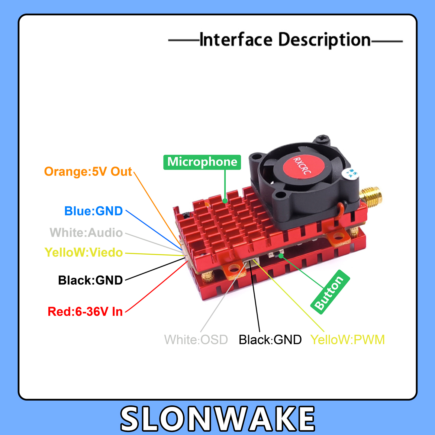 SLONWAKE 5.8G 2W VTX FPV 1800T - Drone Racing Camera avis et prix